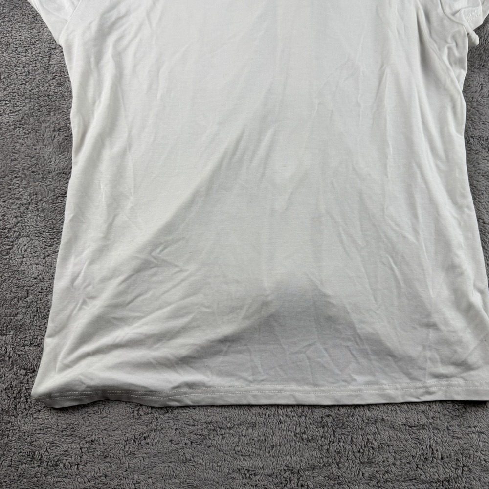 MODERN WORKS Ruched Fitted Short Sleeve Button Up Shirt Womens Medium White - Picture 11 of 13